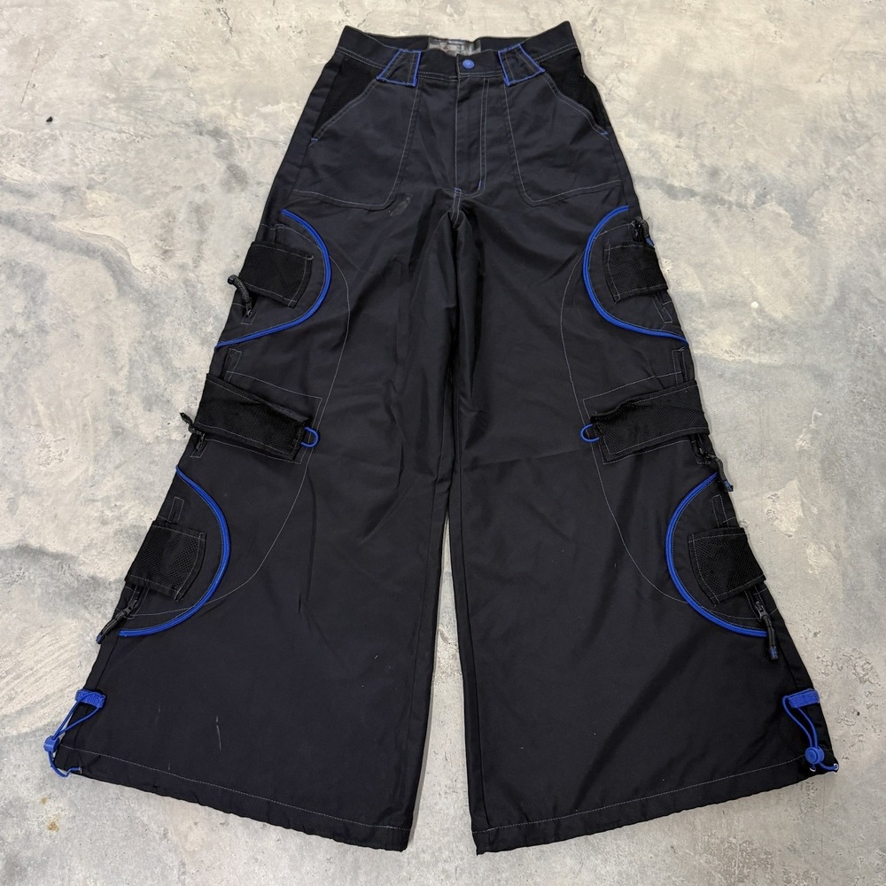 MacGear Cargo Pants Mens 28 Black Good Wide Leg Techwear Cyber Rave Pockets
